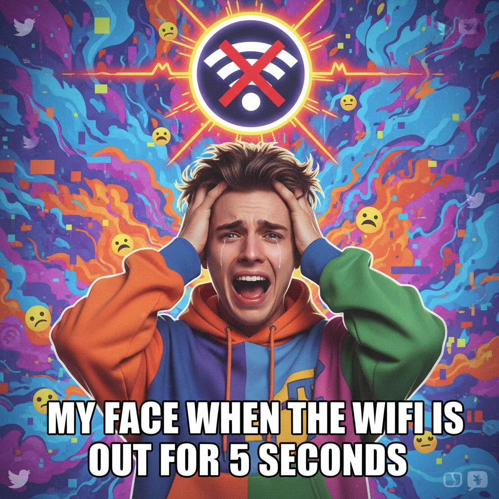 The 5 stages of grief when the WiFi goes down: Denial, Anger, Bargaining, Depression, Data Plan.