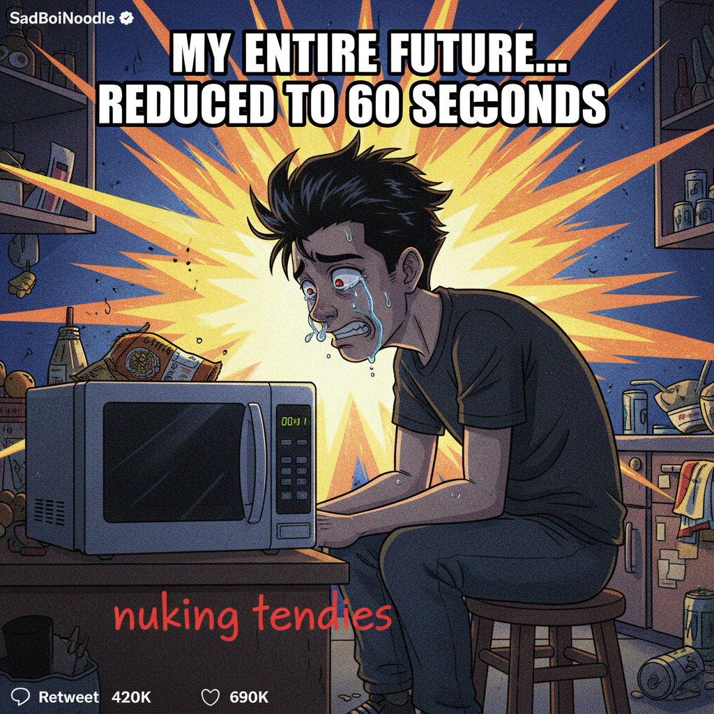 When the microwave dings but you're still processing the 'Itachi's sacrifice' episode.