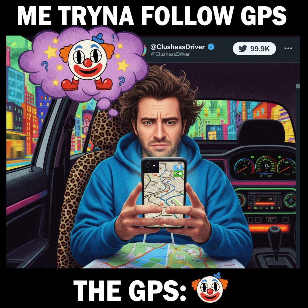 GPS: 'In 200 feet, turn left.' Me: *misses turn* GPS: 'Recalculating... you absolute clown.'