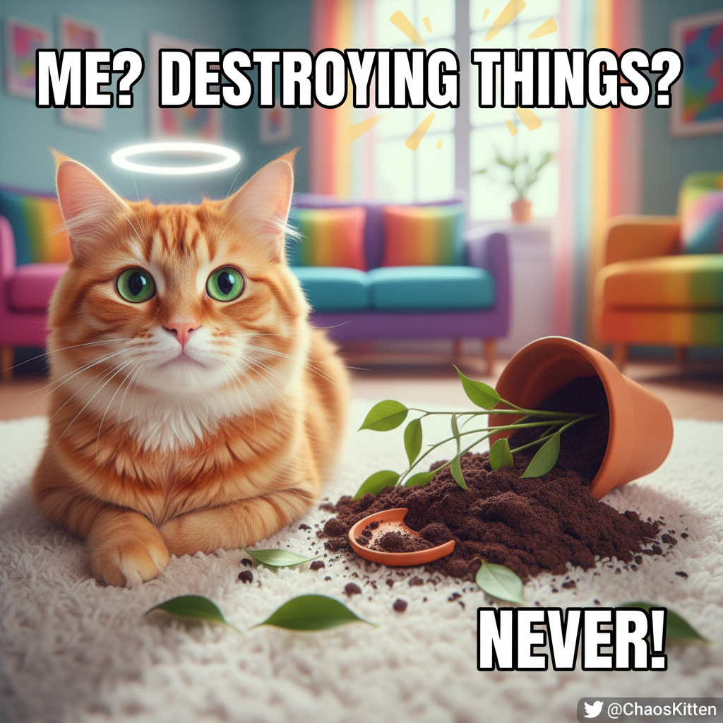 My cat just knocked over a plant for attention. Send help. And a new plant.