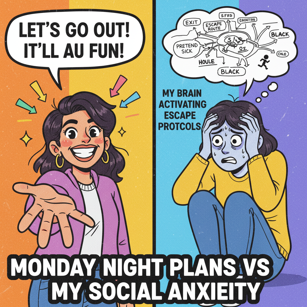 Extrovert: 'Let's go out!' Introvert: *already planning my escape route*