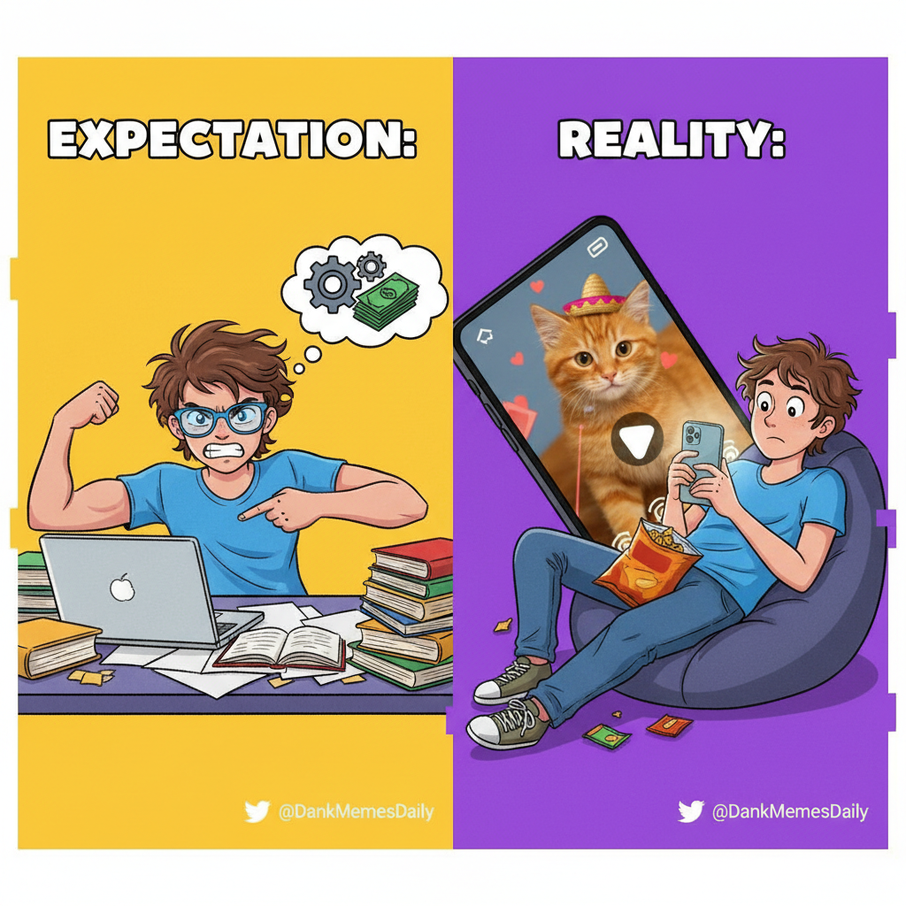 Me: 'I need to be productive.' Also me: *spends 3 hours scrolling through cat videos*