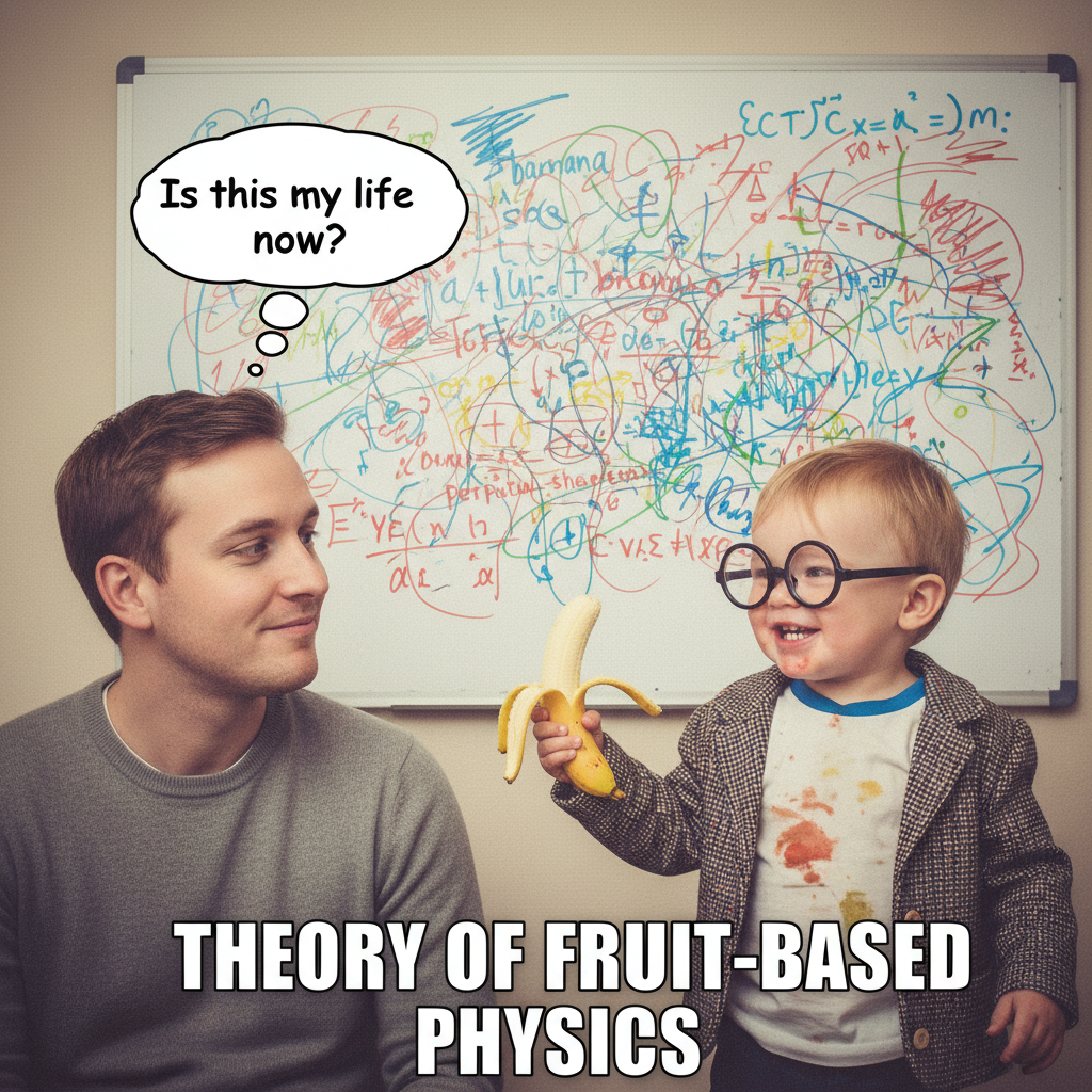 My toddler just explained quantum physics using a half-eaten banana. Send help.