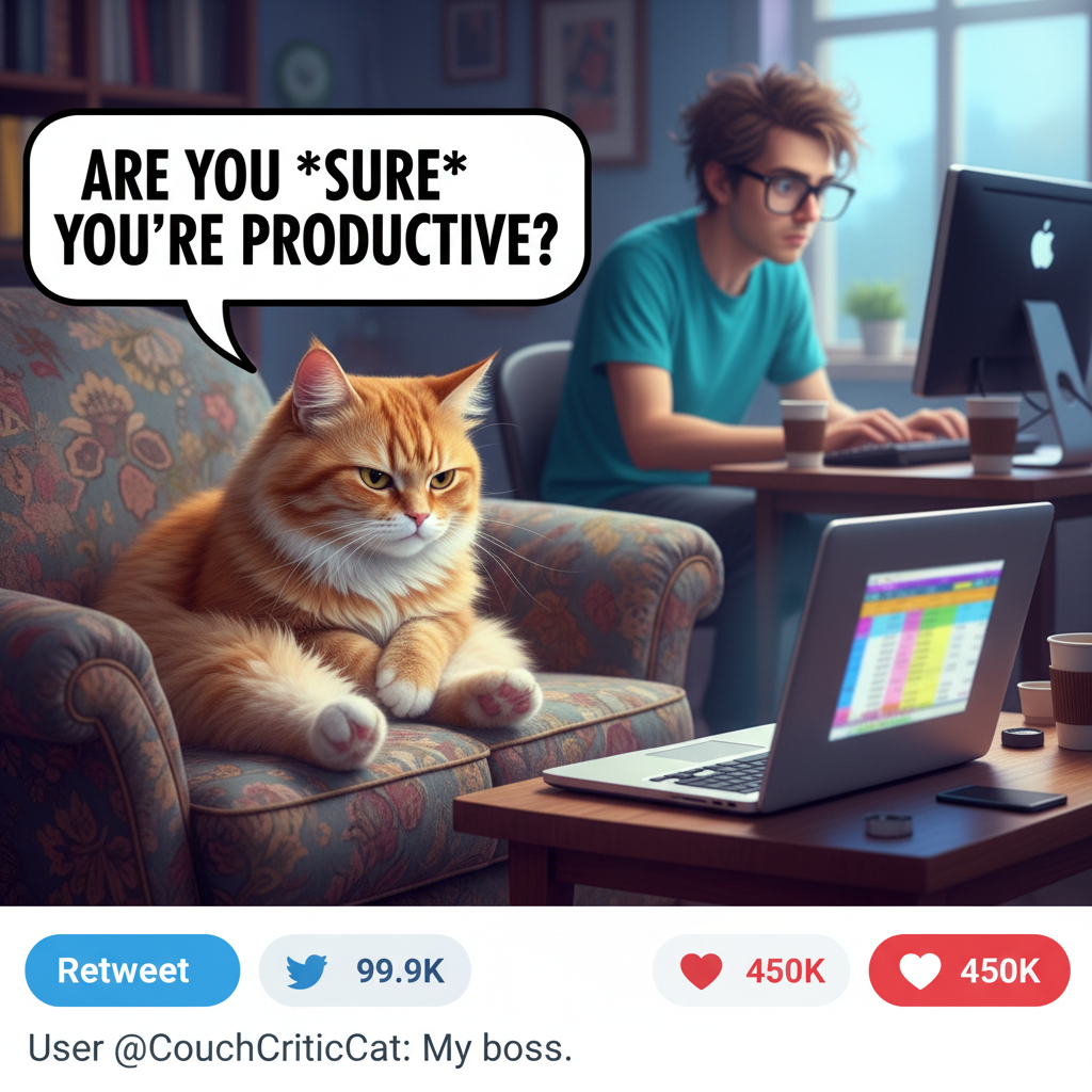 My WFH 'office' is just my cat judging my screen time from the couch.