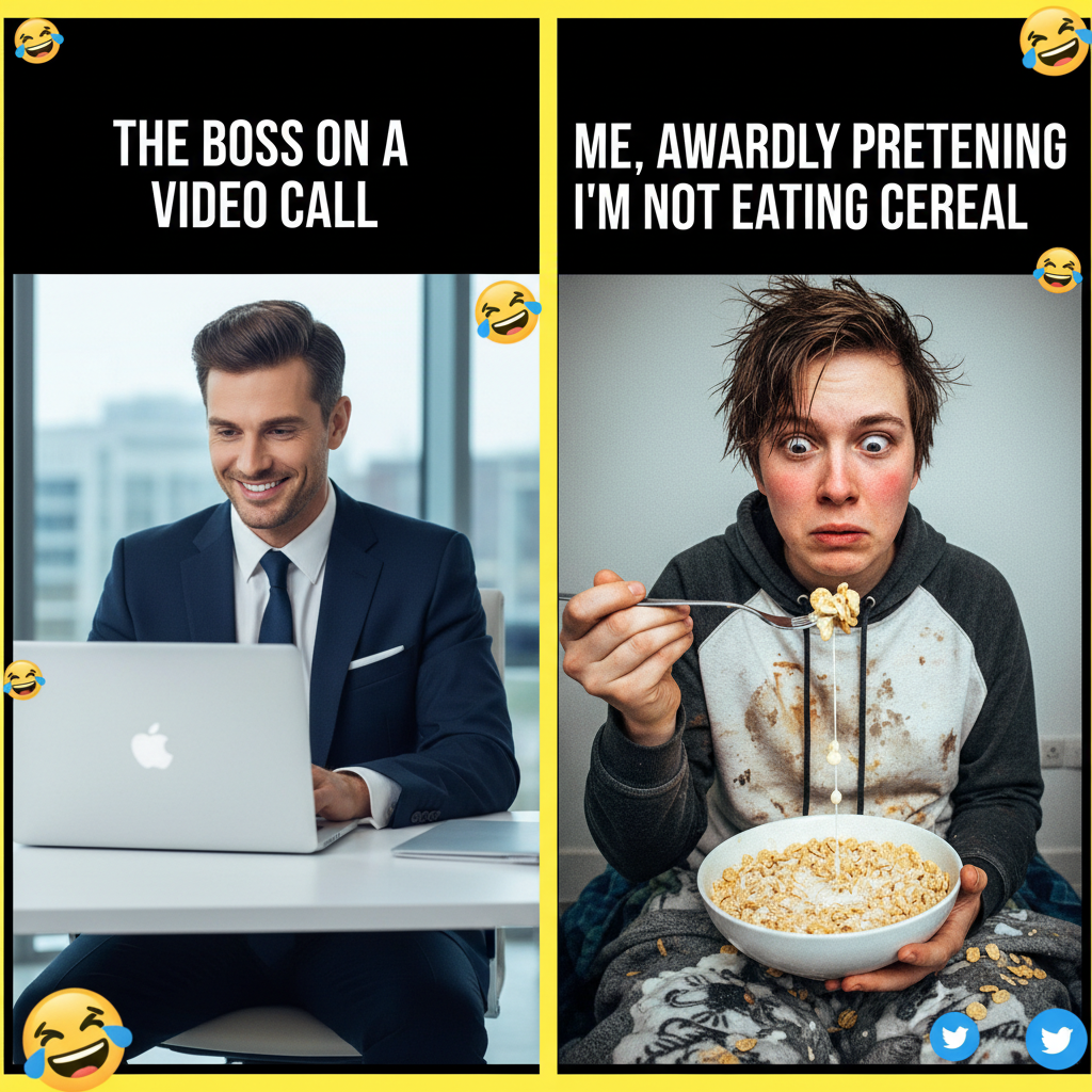 My boss just saw me trying to eat cereal with a fork on Zoom. Send help.