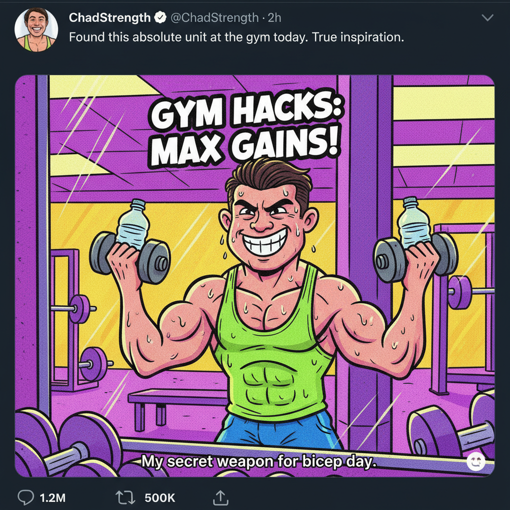 I went to the gym. I lifted a water bottle. I'm basically a bodybuilder now, right?