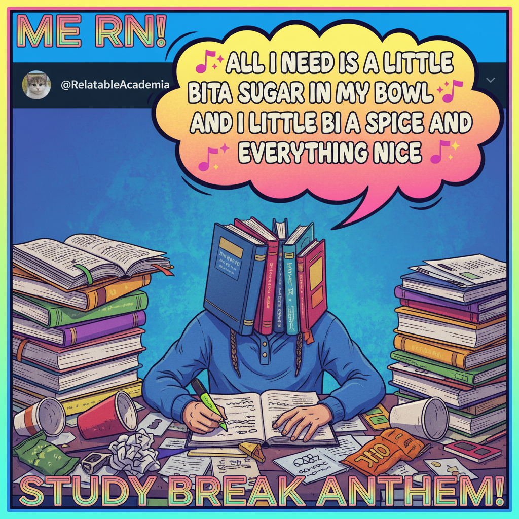 My brain during exams: 99% song lyrics, 1% actual course material. Send coffee.