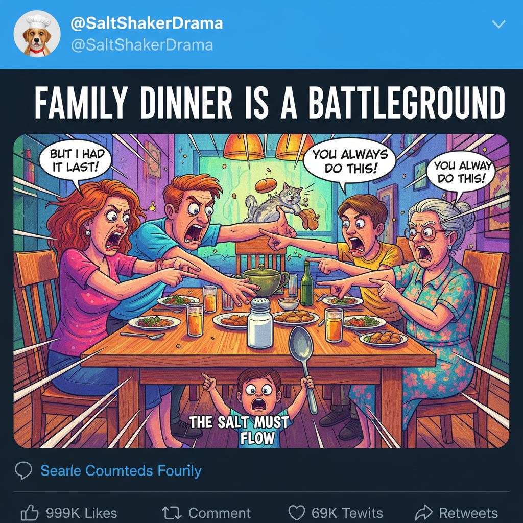 Holiday dinner: where 'pass the salt' turns into a 3-hour family debate.