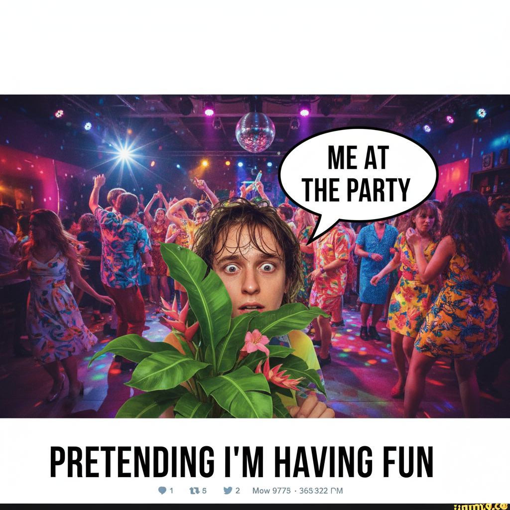 Introvert at a party: 'I've met enough people for the rest of my life.'