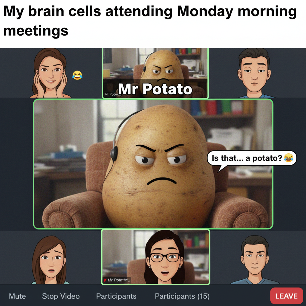 Someone just joined our Zoom meeting as a potato. I can't.
