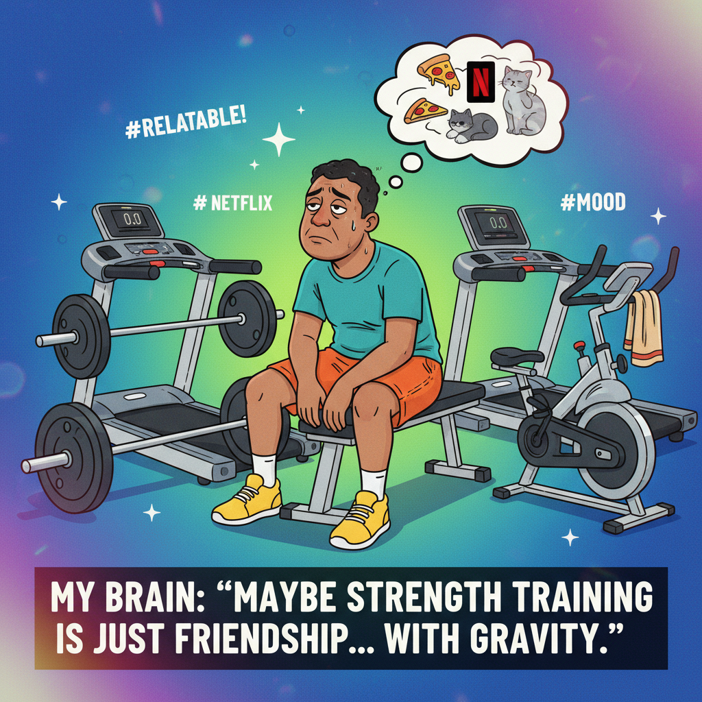 My gym routine: 5 mins exercise, 55 mins contemplating my life choices.