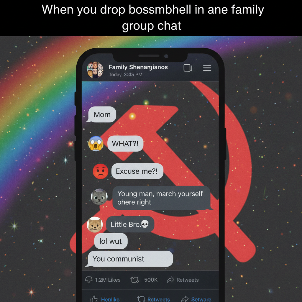 My phone autocorrected 'I'm coming' to 'I'm communist'. Family group chat is wild.