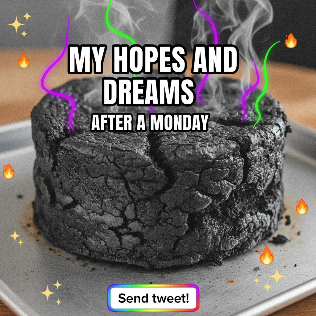 Attempted to bake a cake. It now resembles a burnt frisbee. Nailed it.