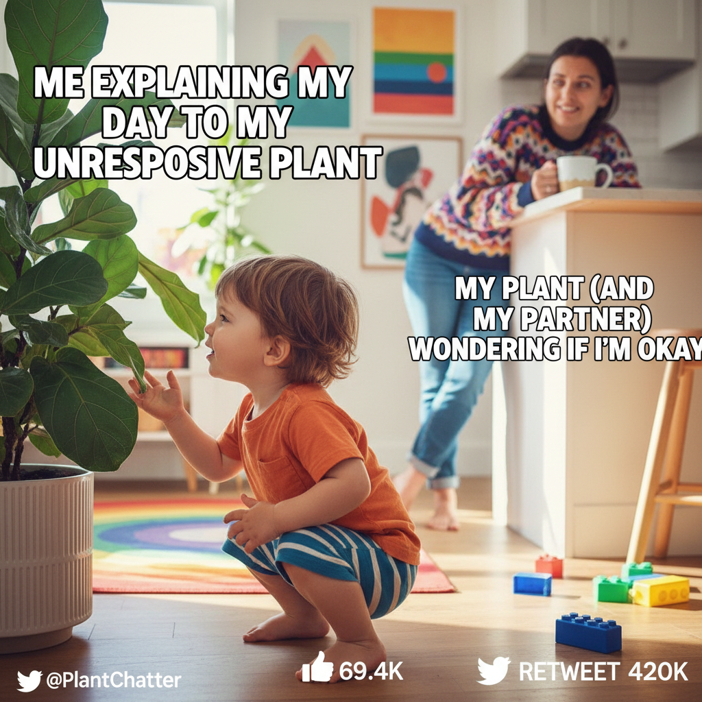 My toddler just explained the plot of Frozen to a potted plant. Send help.