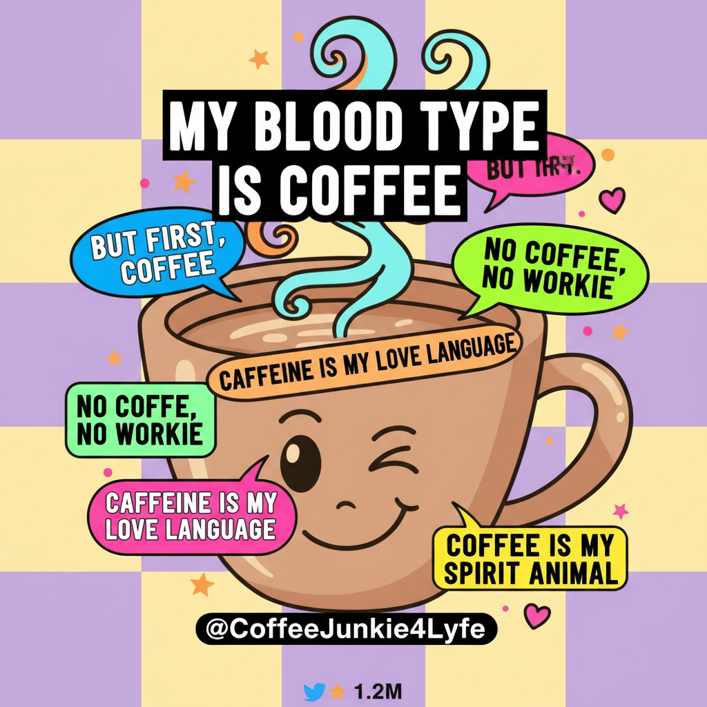 My blood type is coffee. My love language is caffeine.
