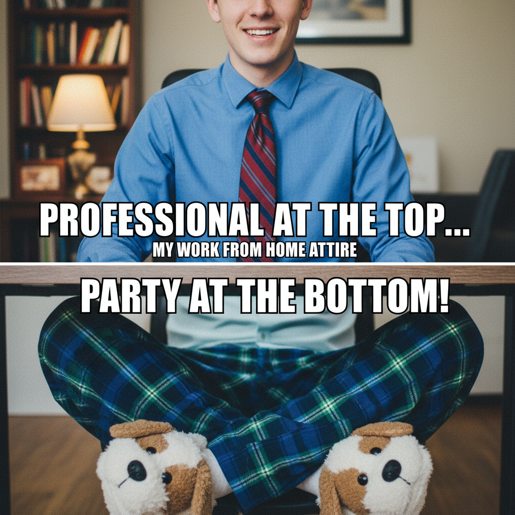 My 'work from home' outfit is a business shirt and pajama bottoms. Productivity is a myth.