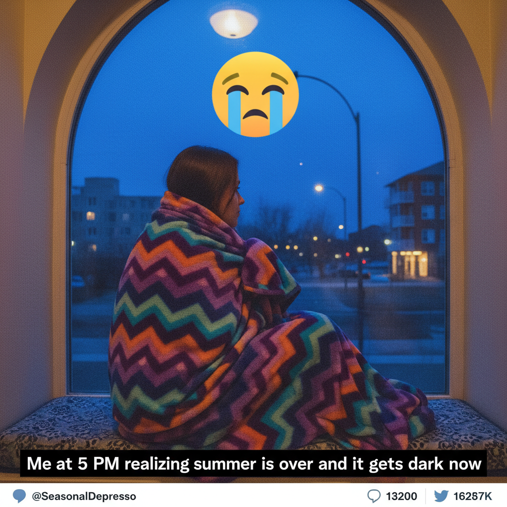 Seasonal depression hitting different when the sun sets at 4 PM. Send vitamin D and memes.