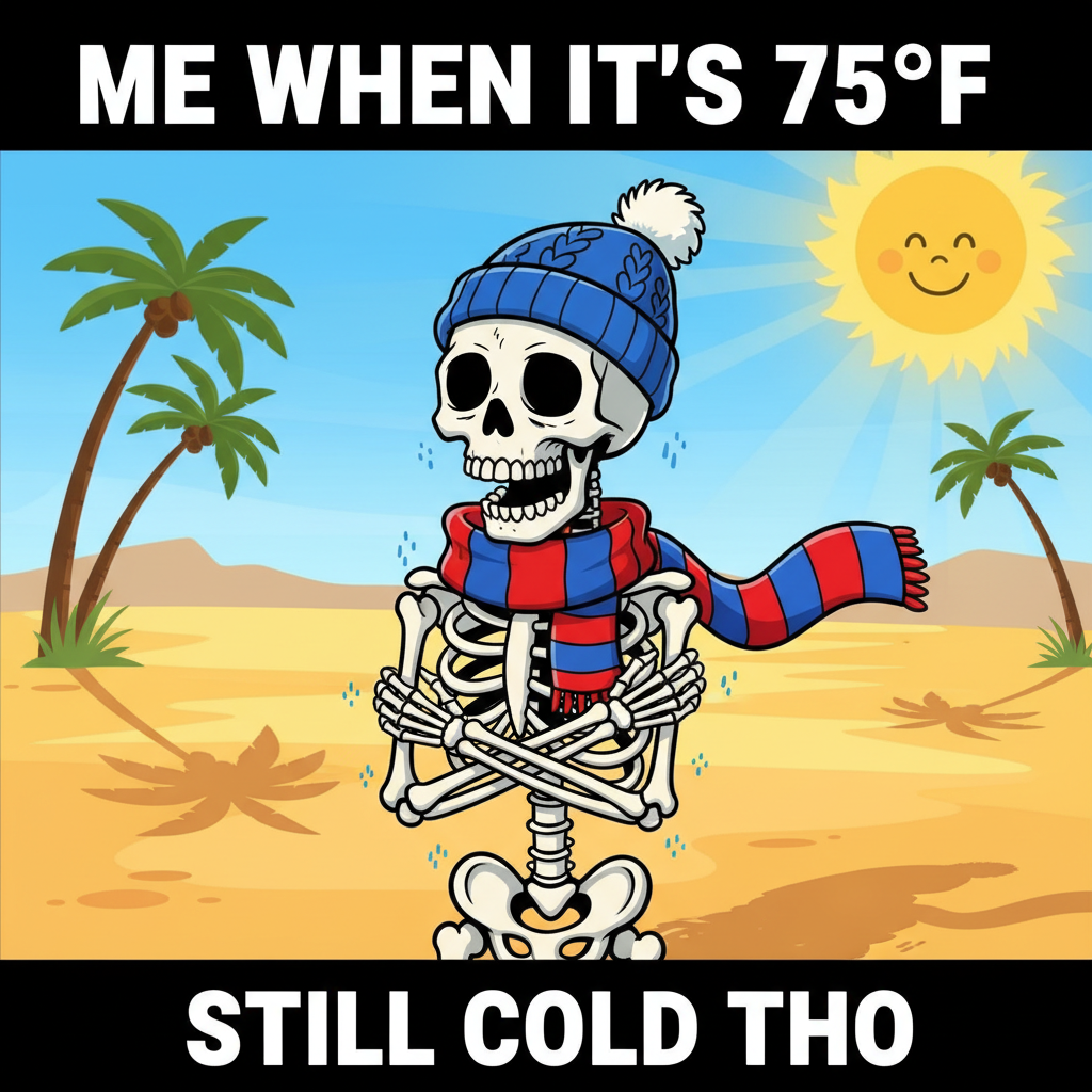 It's 75° and sunny, but my bones say it's 10 degrees below zero. #WeatherComplaints
