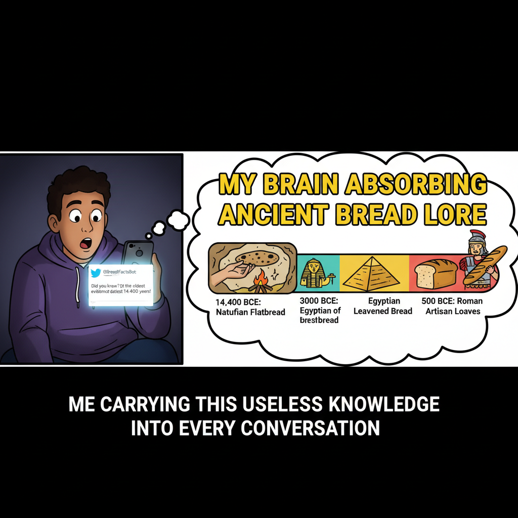 Me: 'I'll just check Twitter for 5 mins.' 3 hours later: I know everything about ancient bread.