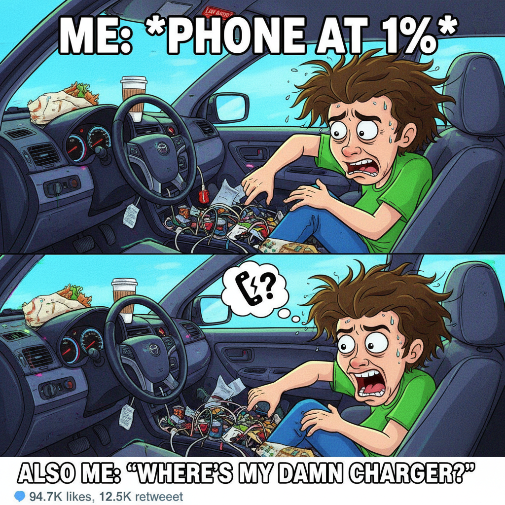 Road trip rule #1: Someone WILL forget their charger. Rule #2: It's always me.