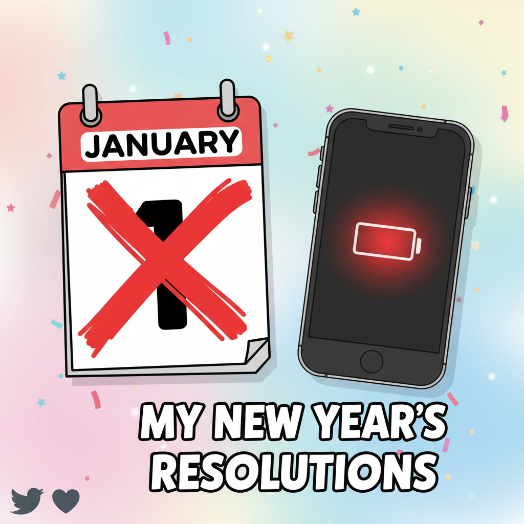 My New Year's resolutions lasted longer than my phone battery today. #NYRFail