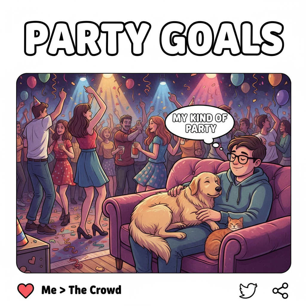 Introvert at a party: *finds the host's pet and makes a new best friend*.