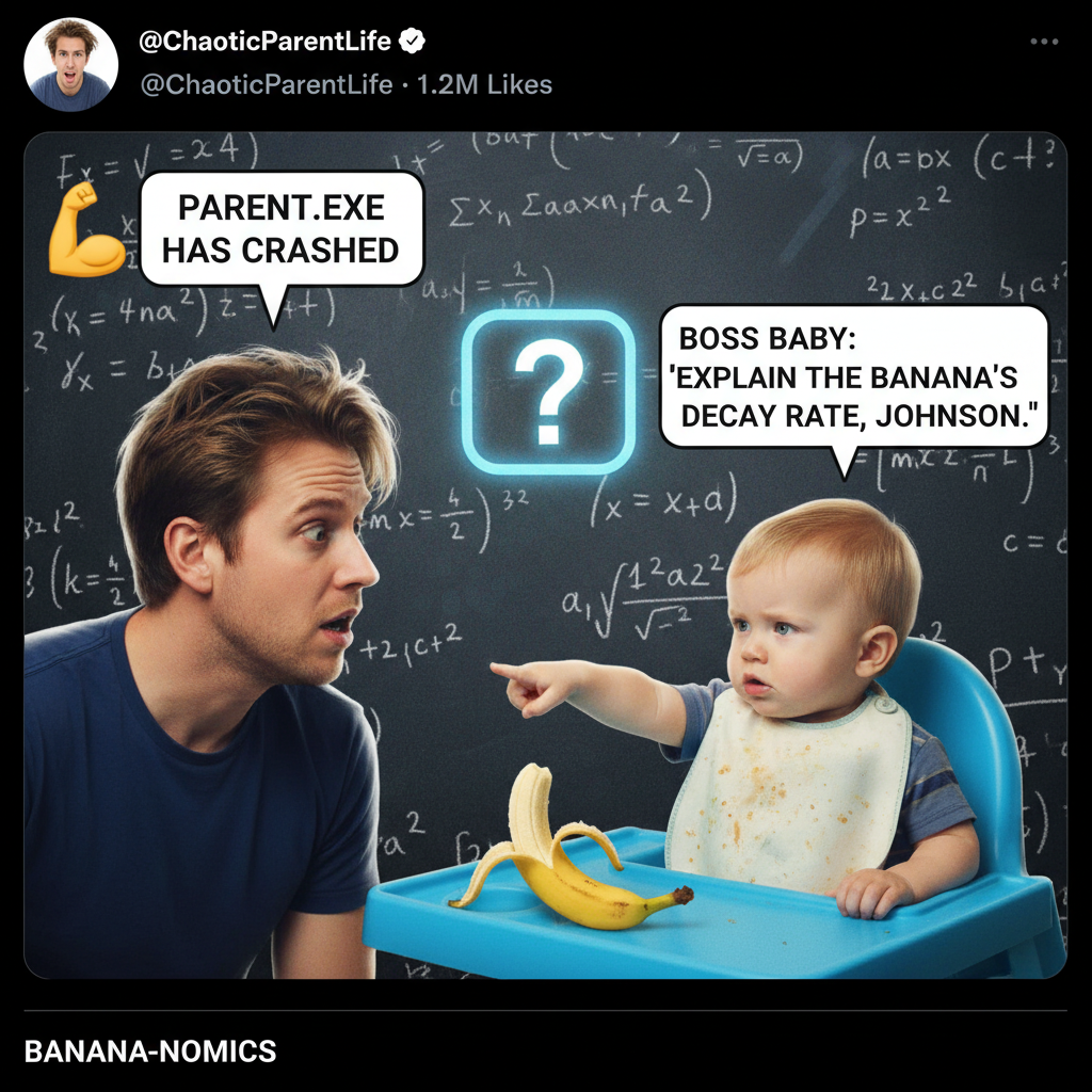 My toddler just explained quantum physics using a banana. Send help.