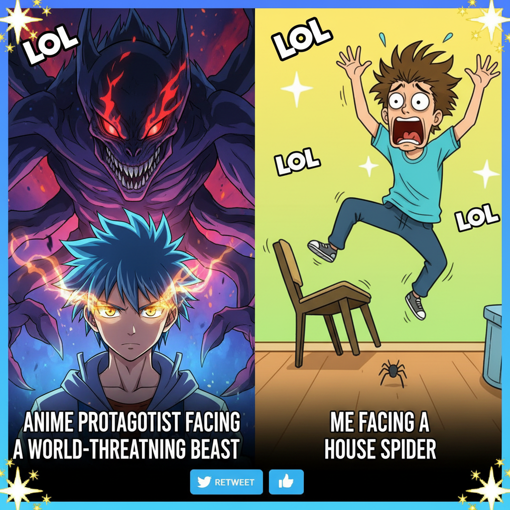 Me trying to react calmly to a spider like an anime protagonist. Spoiler: I screamed.