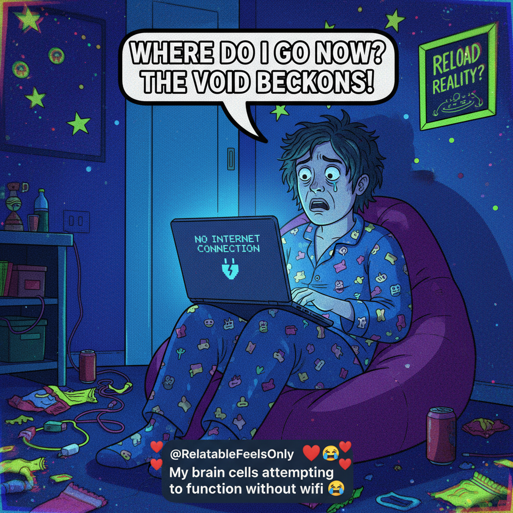 The WiFi went down. My entire personality just evaporated. Send help. #DigitalDetox