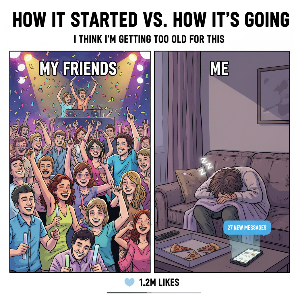 Friday night plans: wild party. Friday night reality: debating if I have enough energy to put on socks.