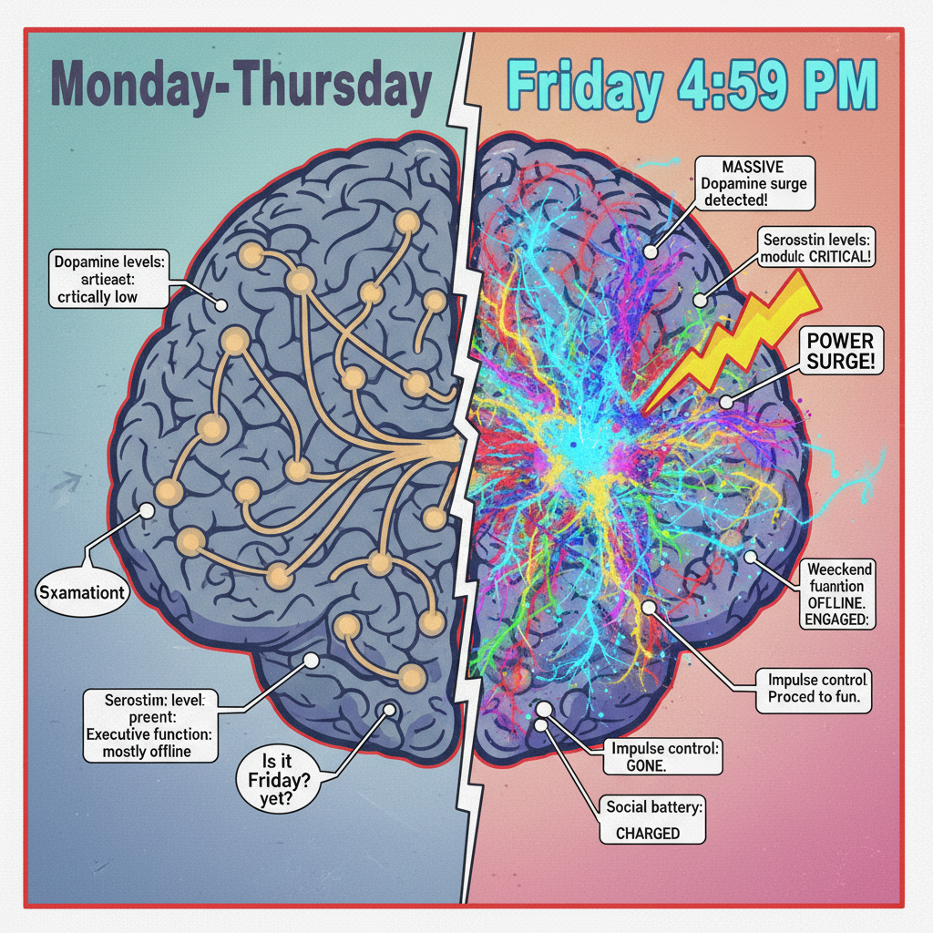 My brain cells activating the 'weekend protocol' at 4:59 PM on Friday