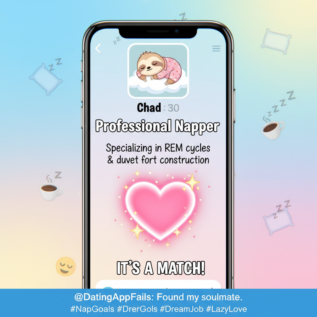 Matched with someone who listed 'professional napper' as their job. Finally, my soulmate.