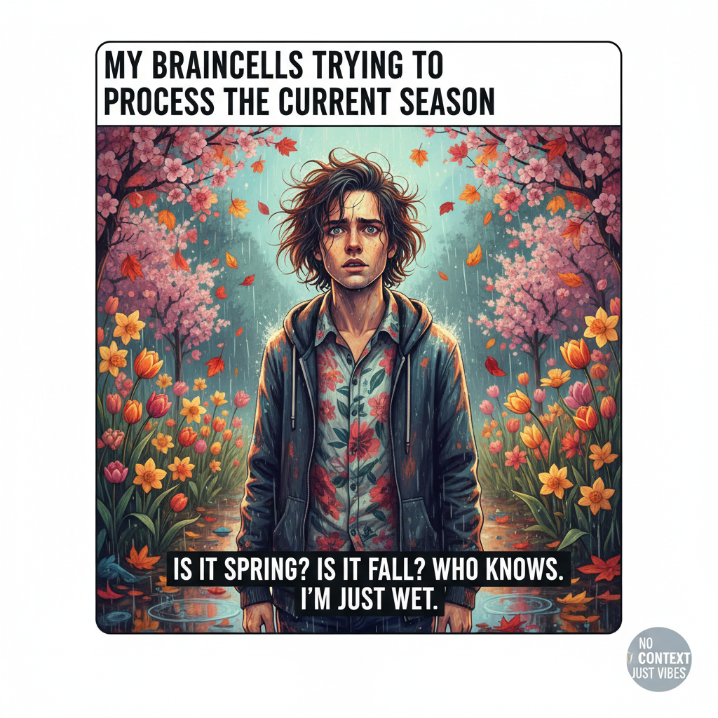 It's 70 degrees and raining. My brain can't compute. Is it spring? Is it fall? Send help.