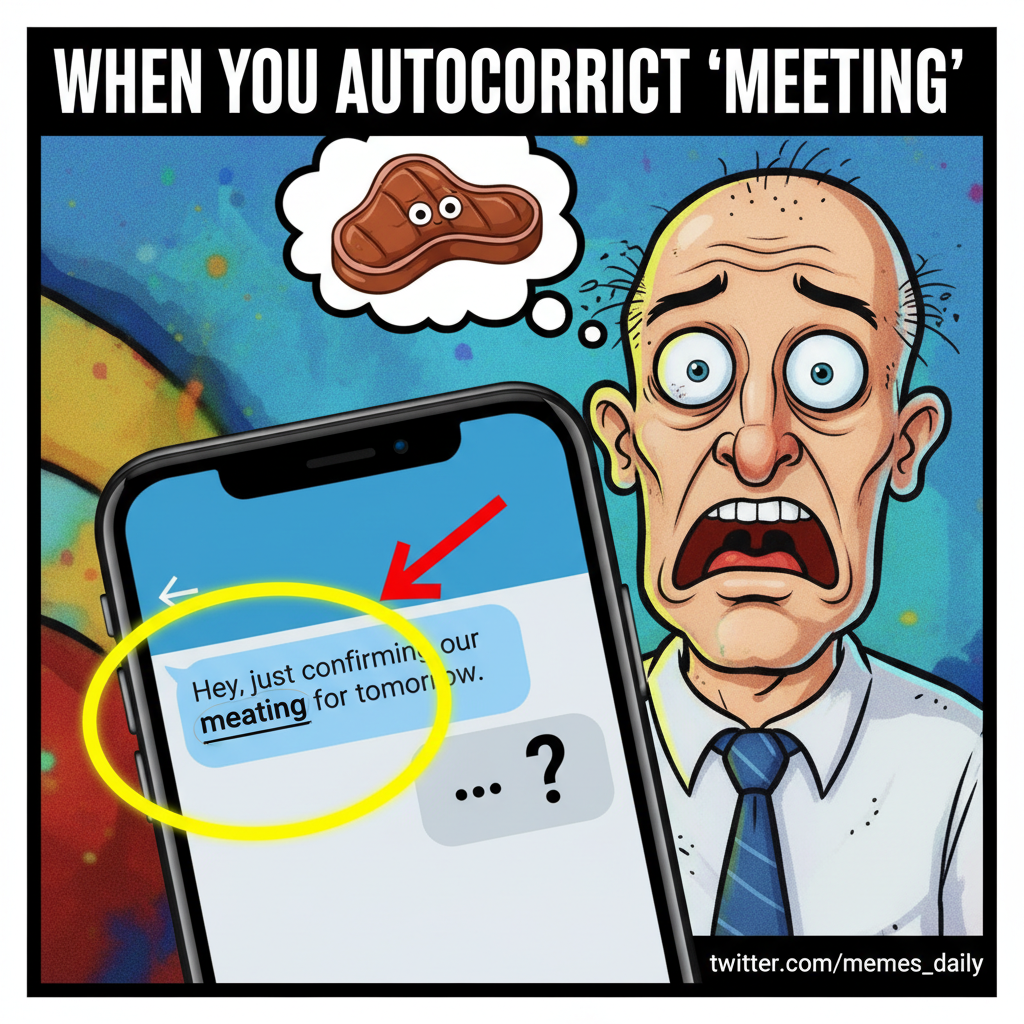 Autocorrect changed 'meeting' to 'meating'. My boss thinks I'm a cannibal now.