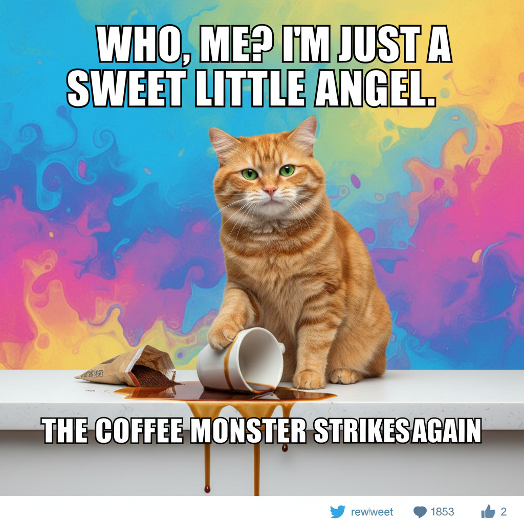 My cat just knocked over my coffee cup, then stared at me like I did it. The betrayal!