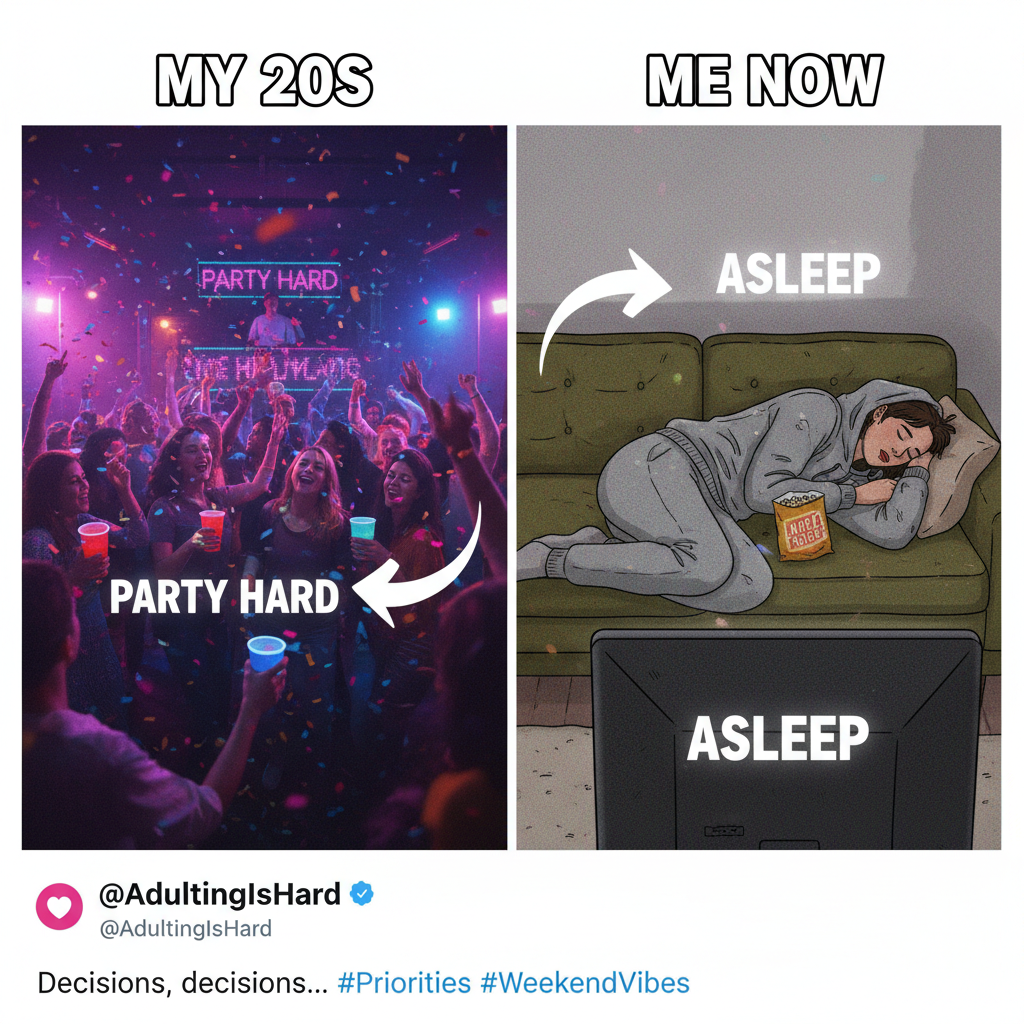 Friday night plans: Wild party. Friday night reality: Wildly asleep by 9 PM.