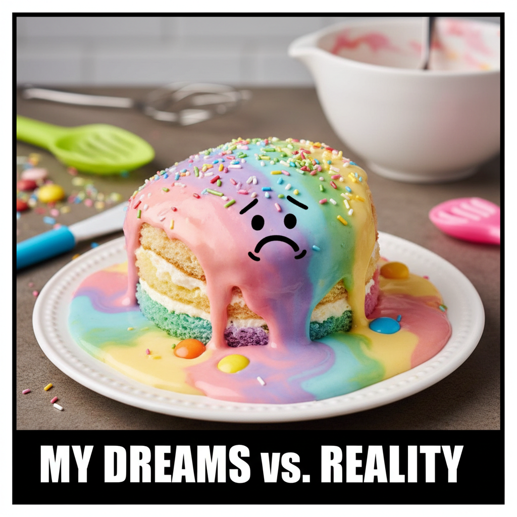 Attempted to make a 'simple' cake. Ended up with a delicious, yet structurally unsound, puddle.