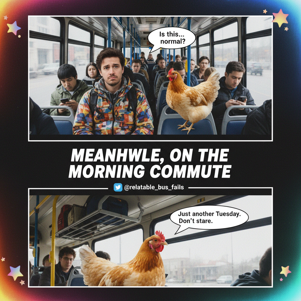 My public transport adventure today involved a chicken. A real, live chicken. Send help.