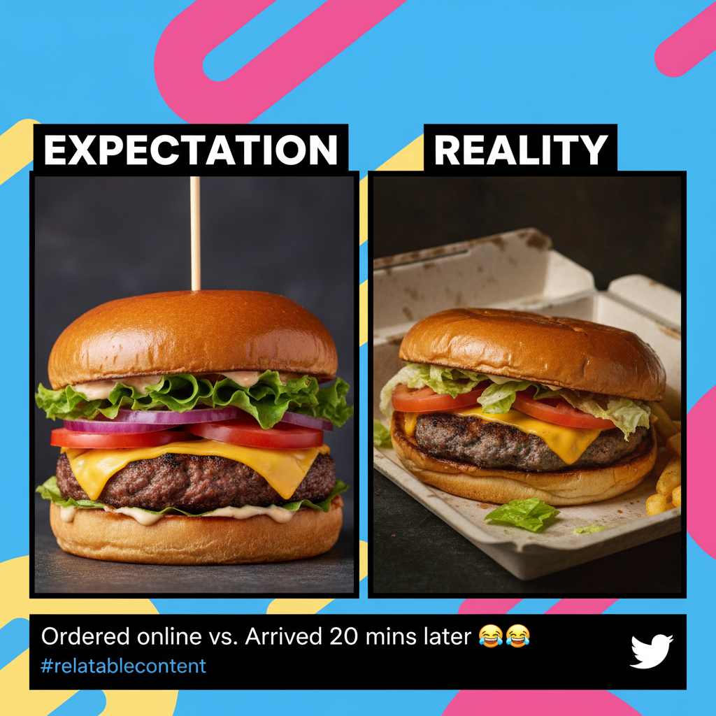 Ordered a gourmet burger, got something that looks like it lost a fight with a blender. #FoodDeliveryFail