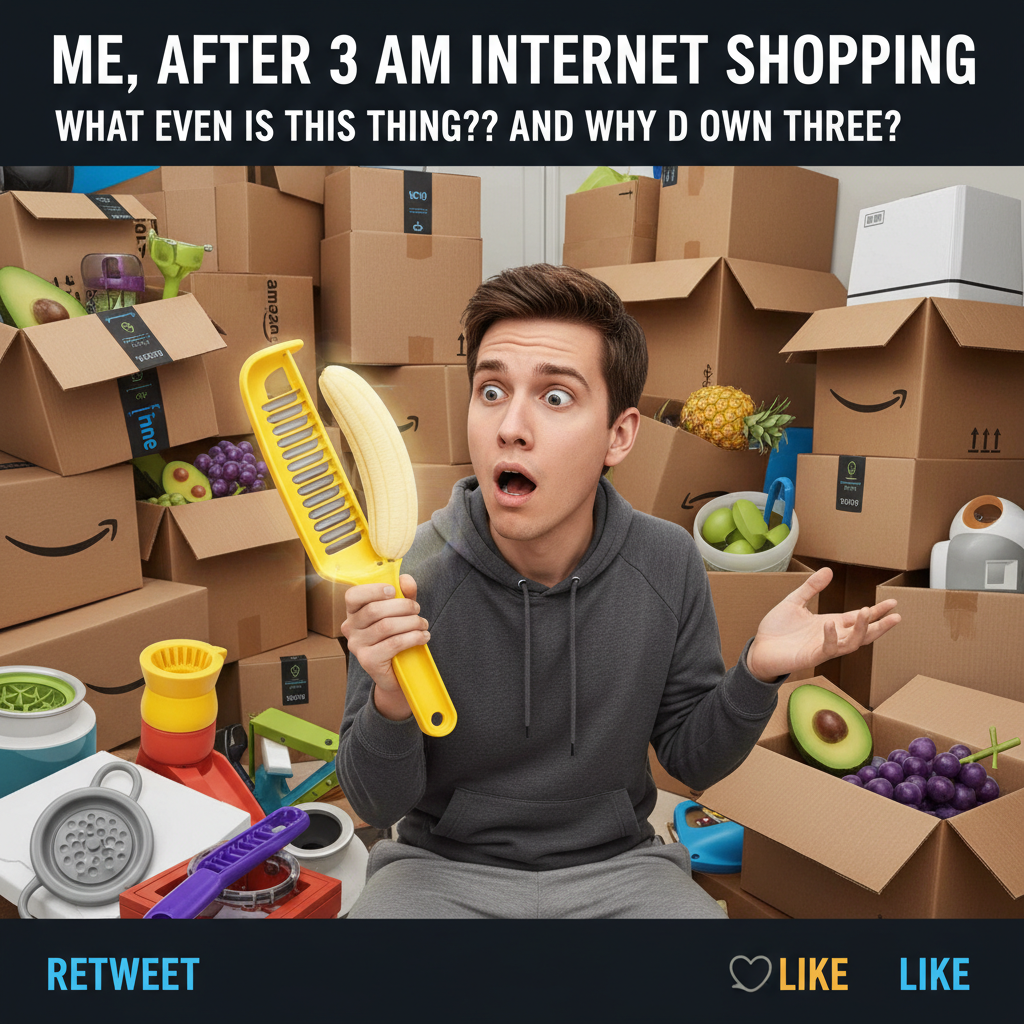 My 'add to cart' finger is a menace. Just bought a banana slicer. Send help.