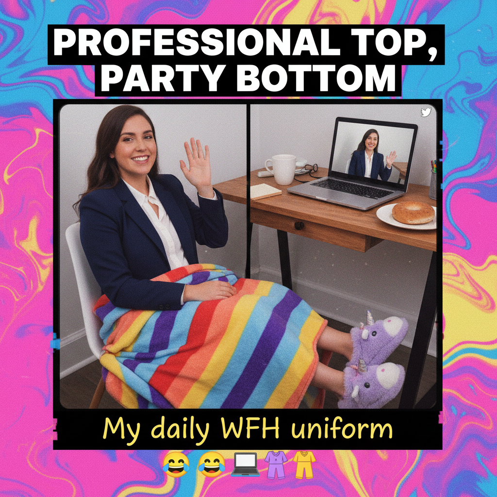 My 'work from home' outfit is 50% professional, 50% blanket. It's called balance.