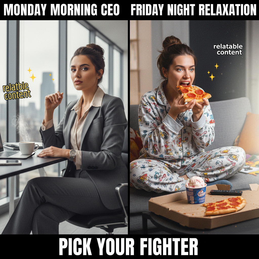 My Friday night plans: 'Productive & Poised.' My Friday night reality: 'PJs & Pizza.' Every single time.