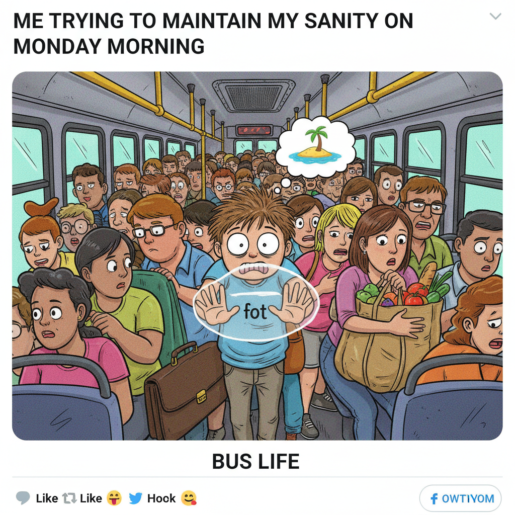 Just survived rush hour on the bus. My personal space bubble is now a personal space pancake. Send therapy.