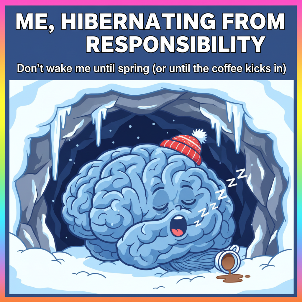 My brain cells during winter: hibernating. My motivation: also hibernating. Send coffee.