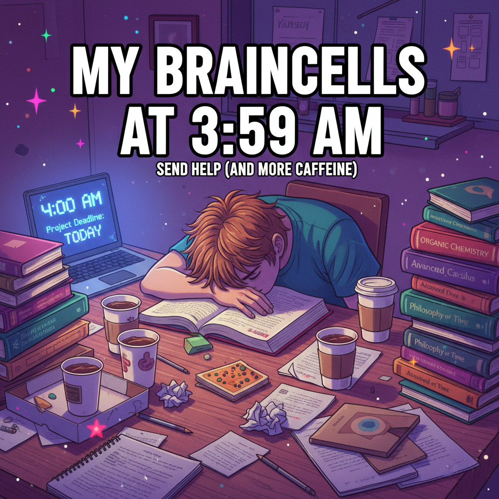 Exam season is just 90% caffeine, 5% panic, 5% remembering you have a life outside this hell.