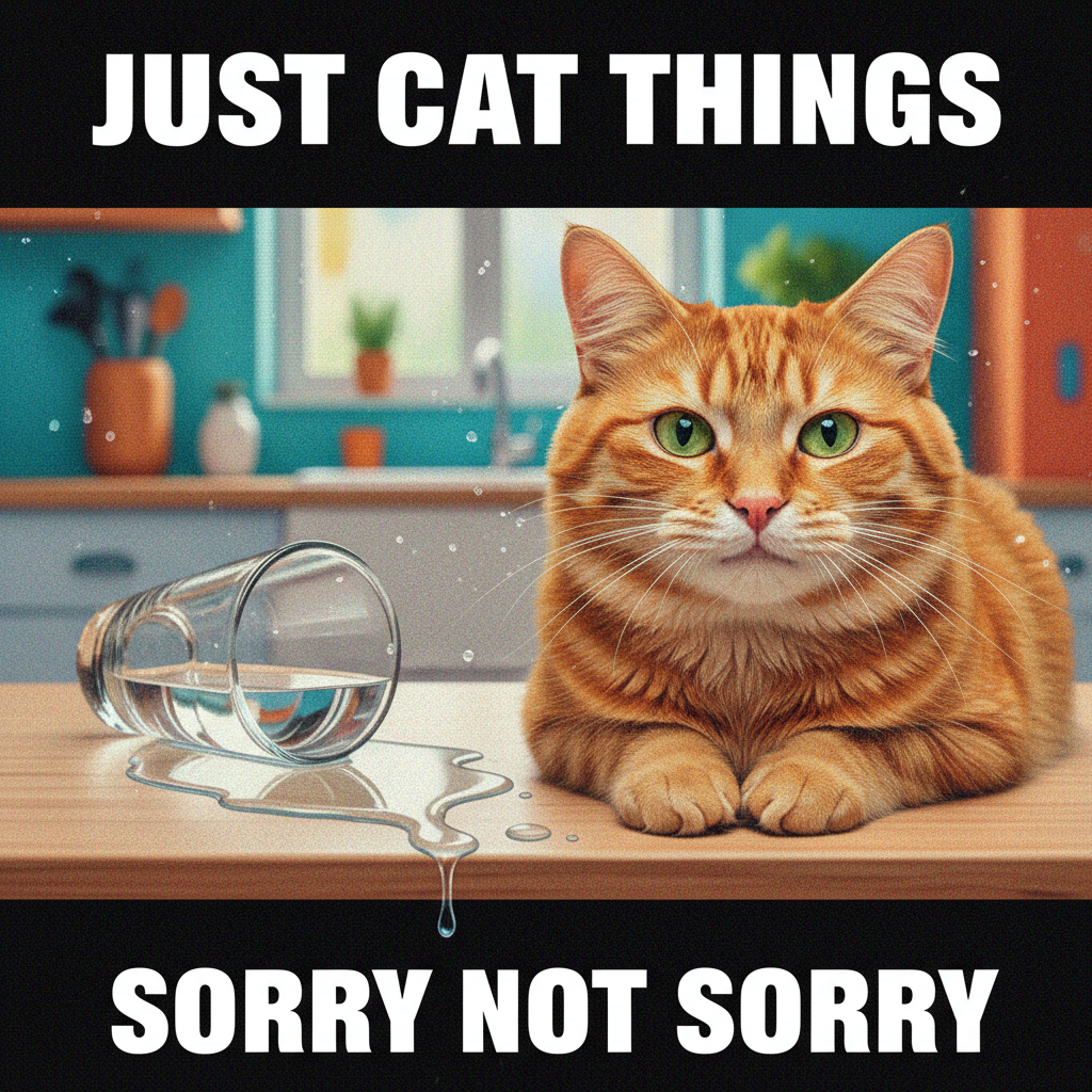 My cat just stared at me while knocking my water glass off the table. The audacity. 💀