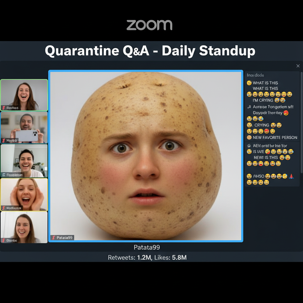 My boss just turned himself into a potato on Zoom and couldn't figure out how to change it back. I can't breathe.
