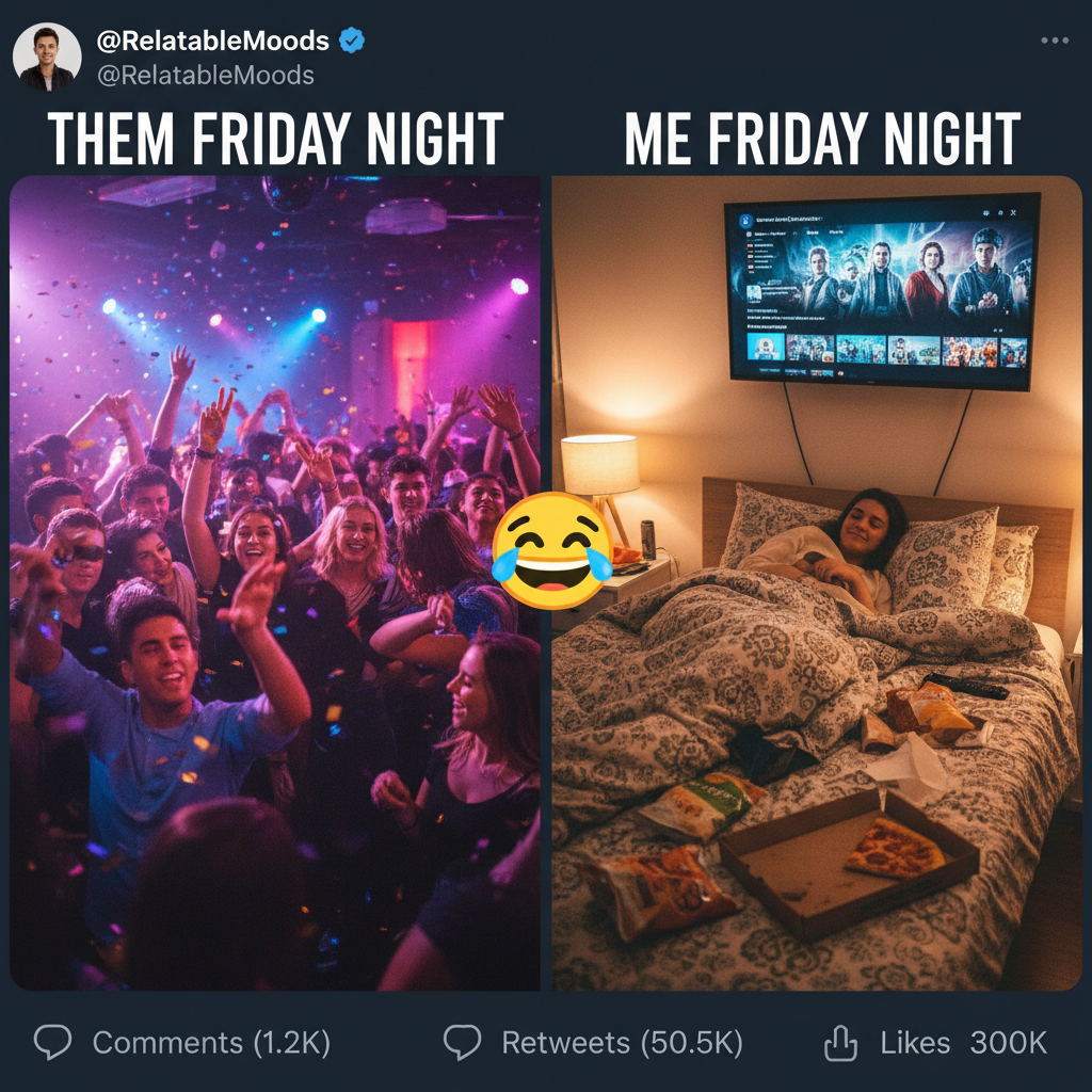 Friday night plans: clubbing, dancing, living my best life. Friday night reality: in bed by 9 PM with snacks.