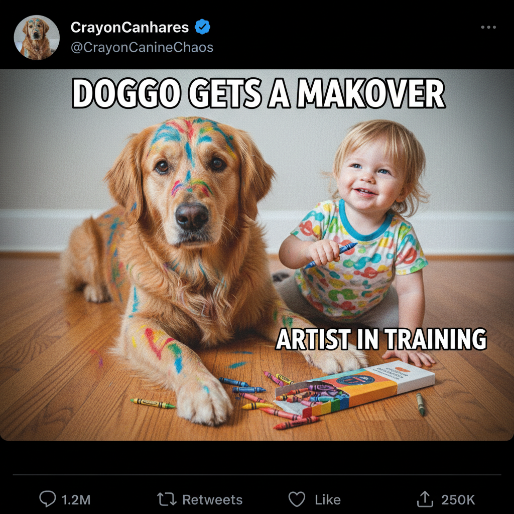 Just found my toddler coloring on the dog. It's fine. Everything's fine. ๐ซ