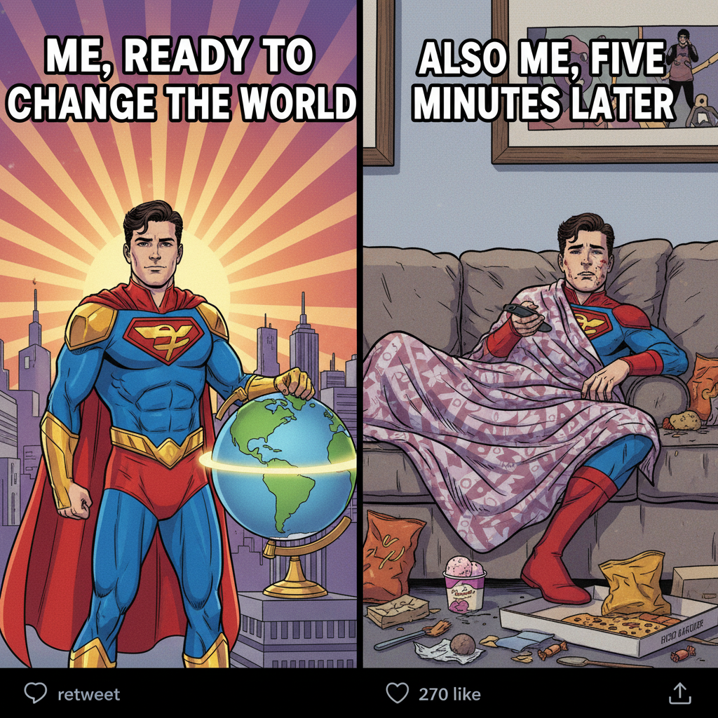 My Friday night plans: World domination. My Friday night reality: Domination by my couch.